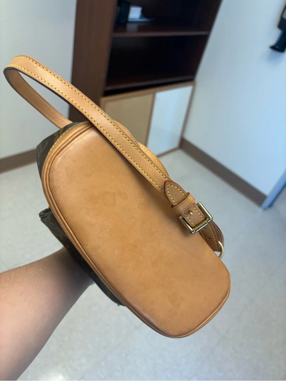 Louis Vuitton Brown Monogram Canvas Drawstring Backpack with Tan Trim